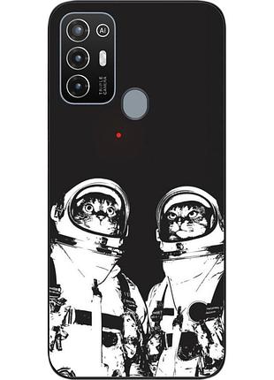 Силиконовый чехол бампер для zte blade a52 с картинкой космонавты коты