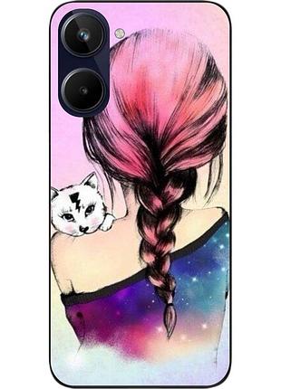 Силиконовый чехол epik для realme 10 4g с картинкой девушка с котенком
