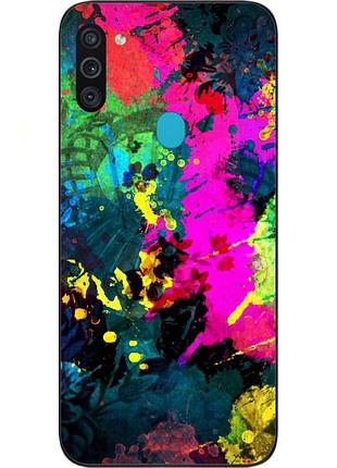 Силиконовый чехол бампер для samsung m11 galaxy m115f с картинкой яркая абстракция