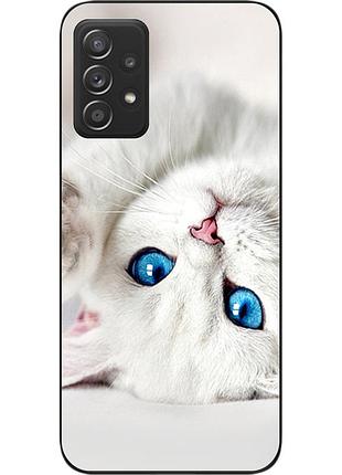 Оригінальний чохол для samsung a52 galaxy a525f з картинкою білий котик