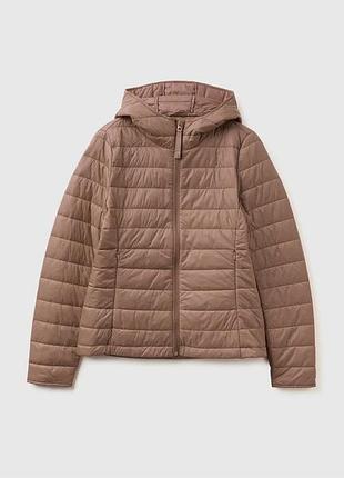 Женская чёрная прямая куртка benetton коричневый, xl