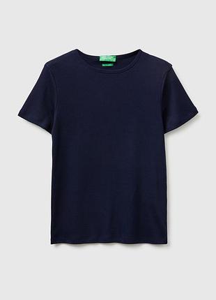 Женская синяя прямая футболка benetton