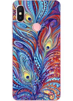 Чехол бампер для xiaomi redmi s2 с принтом перья