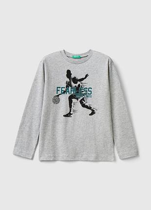 Детский серый прямой реглан benetton el