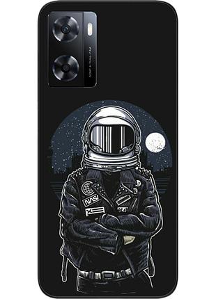 Силиконовый чехол бампер для oppo a57s с картинкой космонавт и луна