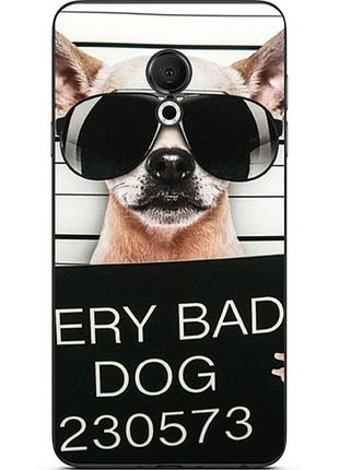 Силиконовый чехол для meizu 15 lite с картинкой bad dog