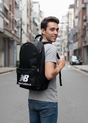 Рюкзак new balance черный с большим белым лого