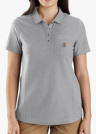 Жіноча футболка-поло carhartt у світло-сірому кольорі меланж.