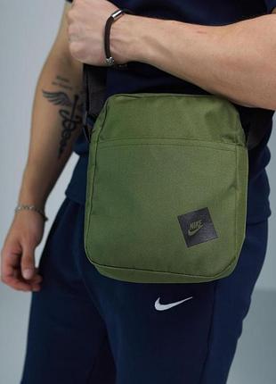 Борсетка nike хаки черная квадрат надпись #