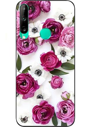 Силіконовий чохол бампер для huawei p40 lite e з картинкою квіти