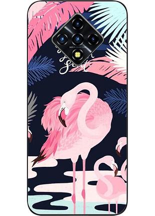 Бампер силиконовый чехол для infinix zero 8 с картинкой фламинго