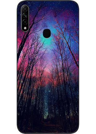Чехол силиконовый для oppo a31 с картинкой лес космическое небо