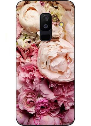 Чехол силиконовый для samsung a6 plus 2018 galaxy a605f с картинкой пионы