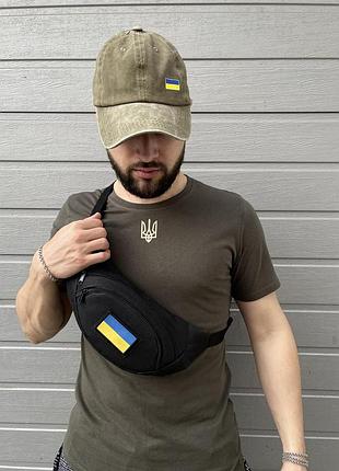 Бананка черная с липучкой и флагом ua #