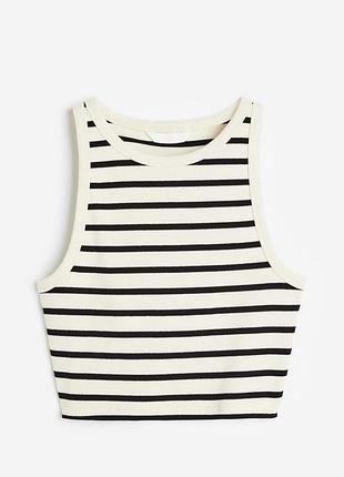 Топ кроп майка в рубчик h&m