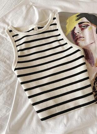 Топ кроп майка в рубчик h&m 2