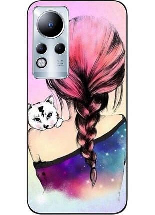 Силиконовый чехол epik для infinix note 11 с картинкой девушка с котенком