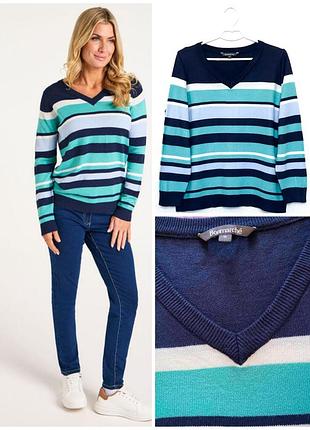 Жіночій тонкий светр джемпер bonmarche v-neck stripe jumper,  p.18