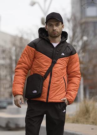 Комплект мужской: куртка active tnf черно-памарачевая + штаны tnf черные. барсетка tnf у подарунок!