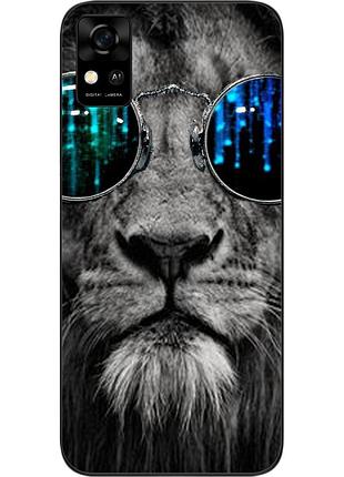 Силиконовый чехол для zte blade a31 с картинкой лев в очках