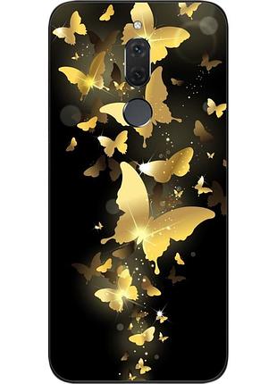 Силиконовый чехол для huawei mate 10 lite с картинкой золотые бабочки