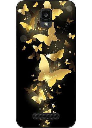 Силиконовый чехол для zte blade l5 plus с картинкой золотые бабочки