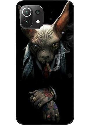 Силиконовый чехол для xiaomi mi 11 lite с картинкой кот босс