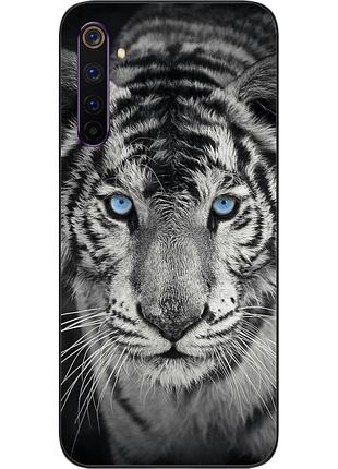 Чехол силиконовый для realme 6 pro с картинкой белый тигр