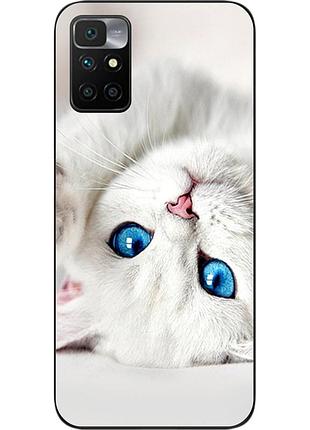 Оригінальний чохол для xiaomi redmi 10 з картинкою білий котик