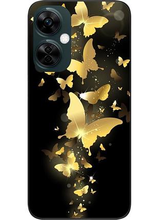 Силиконовый чехол epik для oneplus nord ce 3 lite с картинкой золотые бабочки
