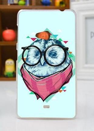 Силиконовый чехол накладка для nokia lumia 625 с картинкой сова в очках