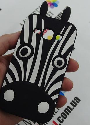 Об'ємний 3d силіконовий чохол для samsung galaxy j1 j100 зебра