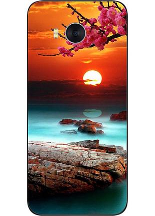 Силиконовый чехол для huawei y5 2017 с картинкой красивый закат