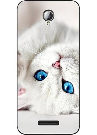 Чохол силіконовий для lenovo a5000 з картинкою білий котик