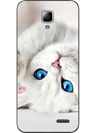 Чохол силіконовий для lenovo a536 з картинкою білий котик