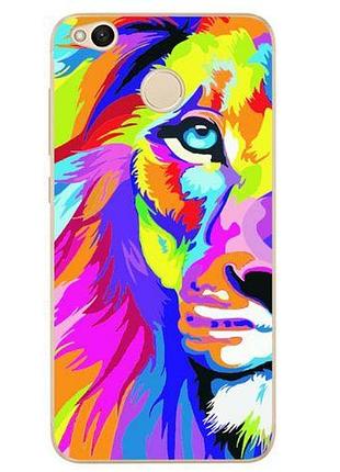 Силиконовый бампер для xiaomi redmi 4x с картинкой цветной лев
