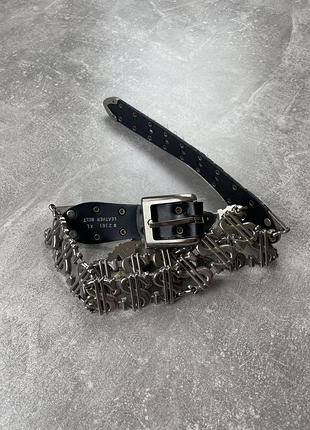 Ремень кожаны / металический доллары y2k со стразами авангардный ремень studded belt