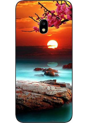 Силиконовый чехол для samsung j7 2017 galaxy j730 с картинкой красивый закат