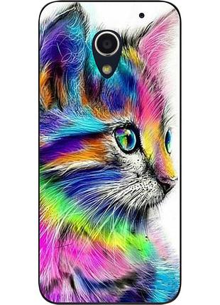 Силиконовый чехол бампер для zte blade a510 с картинкой разноцветный котик