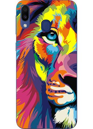 Силіконовий tpu чехол для samsung galaxy m20 з картинкою кольоровий лев