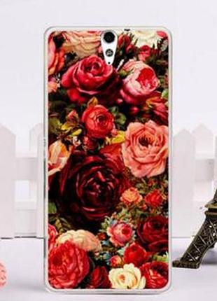 Силіконовий чохол бампер для sony xperia c5 / e5533 з картинкою троянди