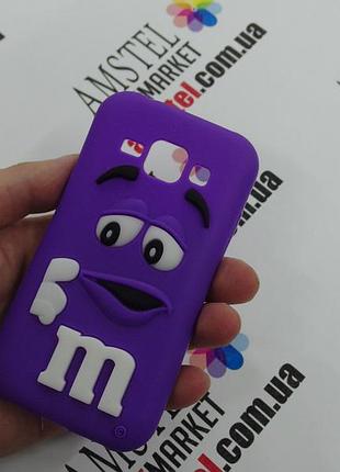 Объемный 3d силиконовый чехол для samsung galaxy j1 j100 фиолетовый m&m's