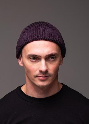 Шапка мужская докер плотная повязка, баклажан