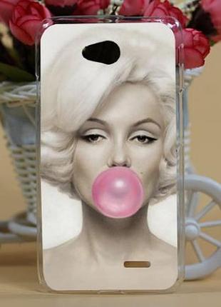 Силиконовый чехол бампер для lg optimus l70 d325 с картинкой монро с пузырем