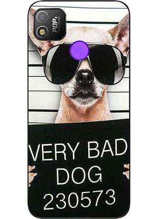 Чехол силиконовый для tecno pop 4 с картинкой bad dog