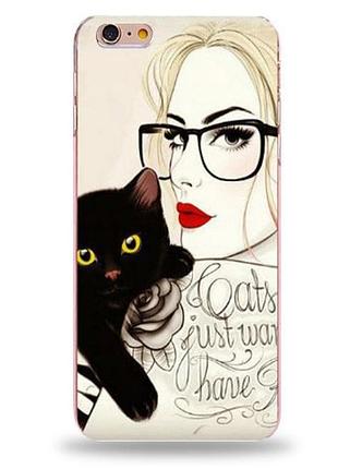 Эксклюзивный чехол накладка для iphone 6plus / 6s plus с принтом девушка с котом
