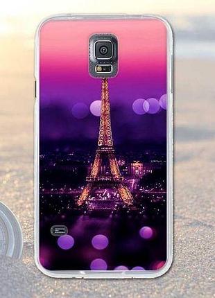 Бампер силіконовий чохол для samsung galaxy s5 i9600 з картинкою париж вночі