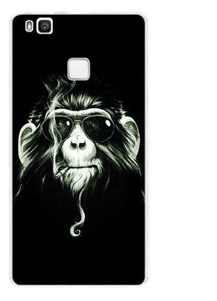 Силіконовий бампер з принтом для huawei p9 lite мавпа