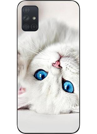 Оригінальний чохол для samsung a71 galaxy a715f з картинкою білий котик