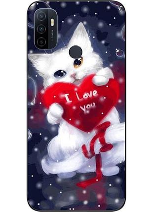 Силіконовий чохол для oppo a53 з картинкою котик з серцем